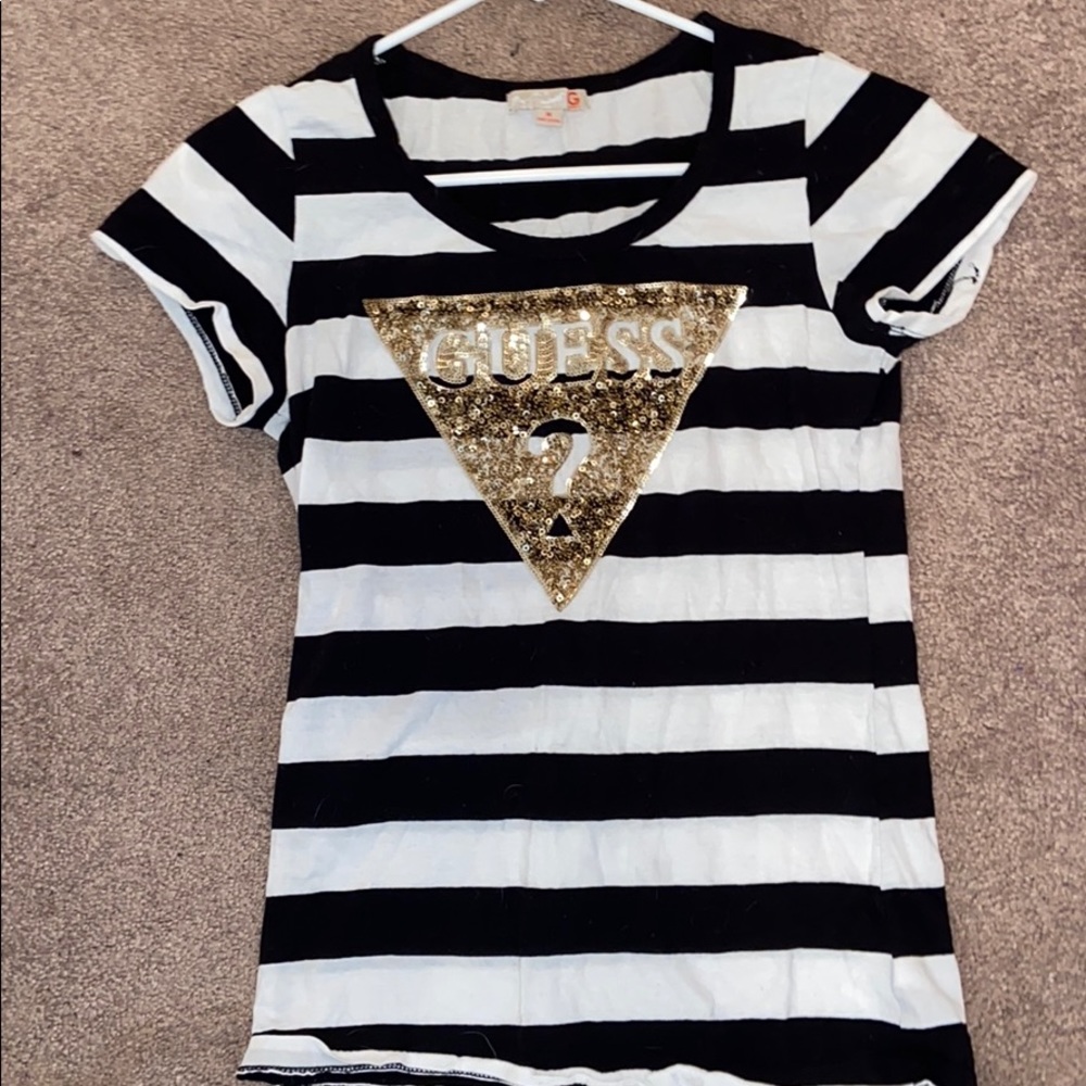 guess sparkly striped shirt
